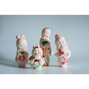 Vintage Japanese Porcelain Bisque Hakata Dolls - Set of 4 - Toyo & Tajimi